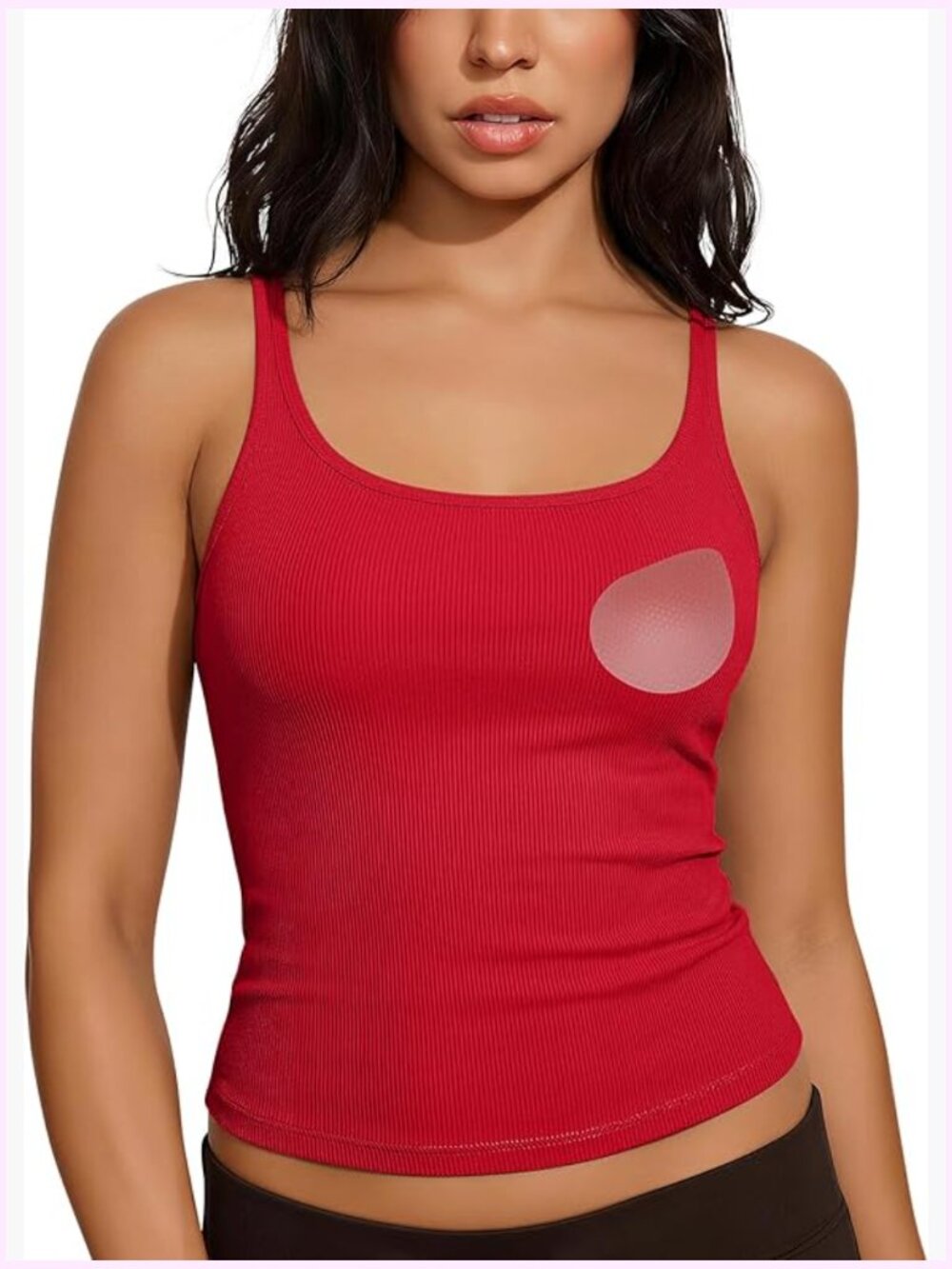 Women's Padded Cotton Ribbed Tank Top Cami Sleeveless Scoop Neck Summer Basic